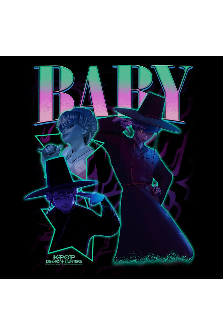 Women's KPop Demon Hunters Baby Saja Collage  Graphic T-Shirt, Alternate, color, Black
