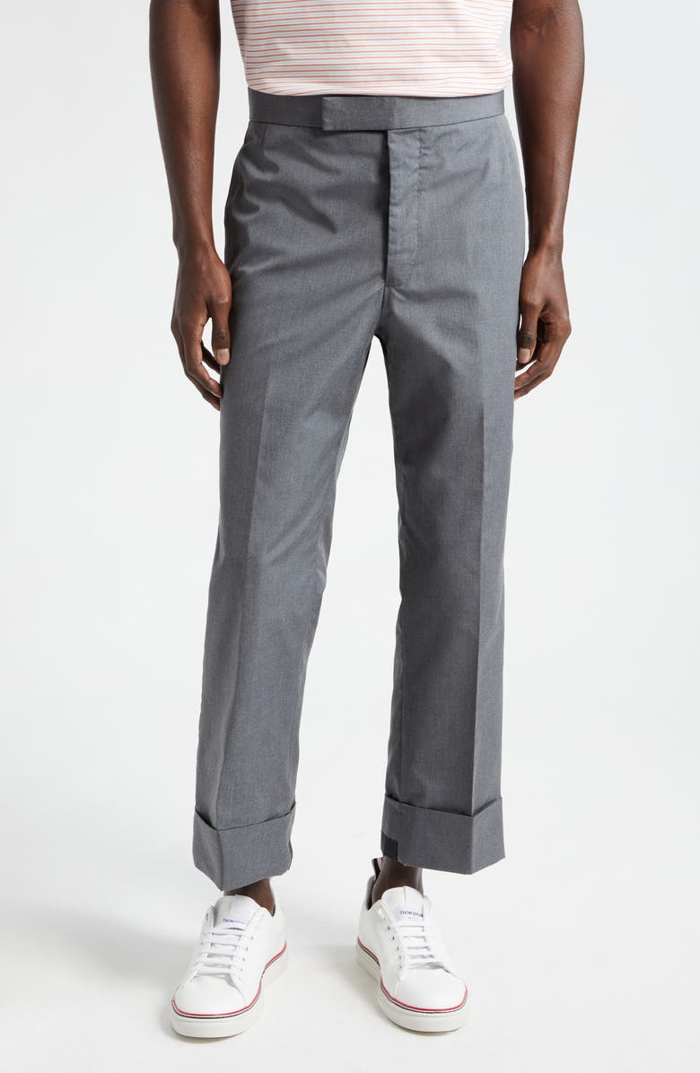Thom Browne Classic Fit 1 Typewriter Cloth Backstrap Trousers, Main, color,