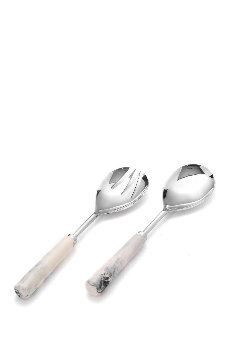 Resin & Metal Salad Server 2-Piece Set, Main, color, IVORY