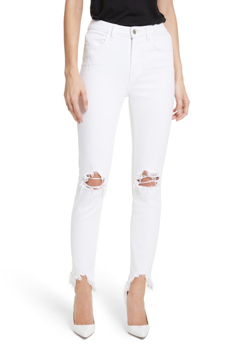 Highline Ripped Skinny Jeans, Main, color, BLANC DESTRUCT