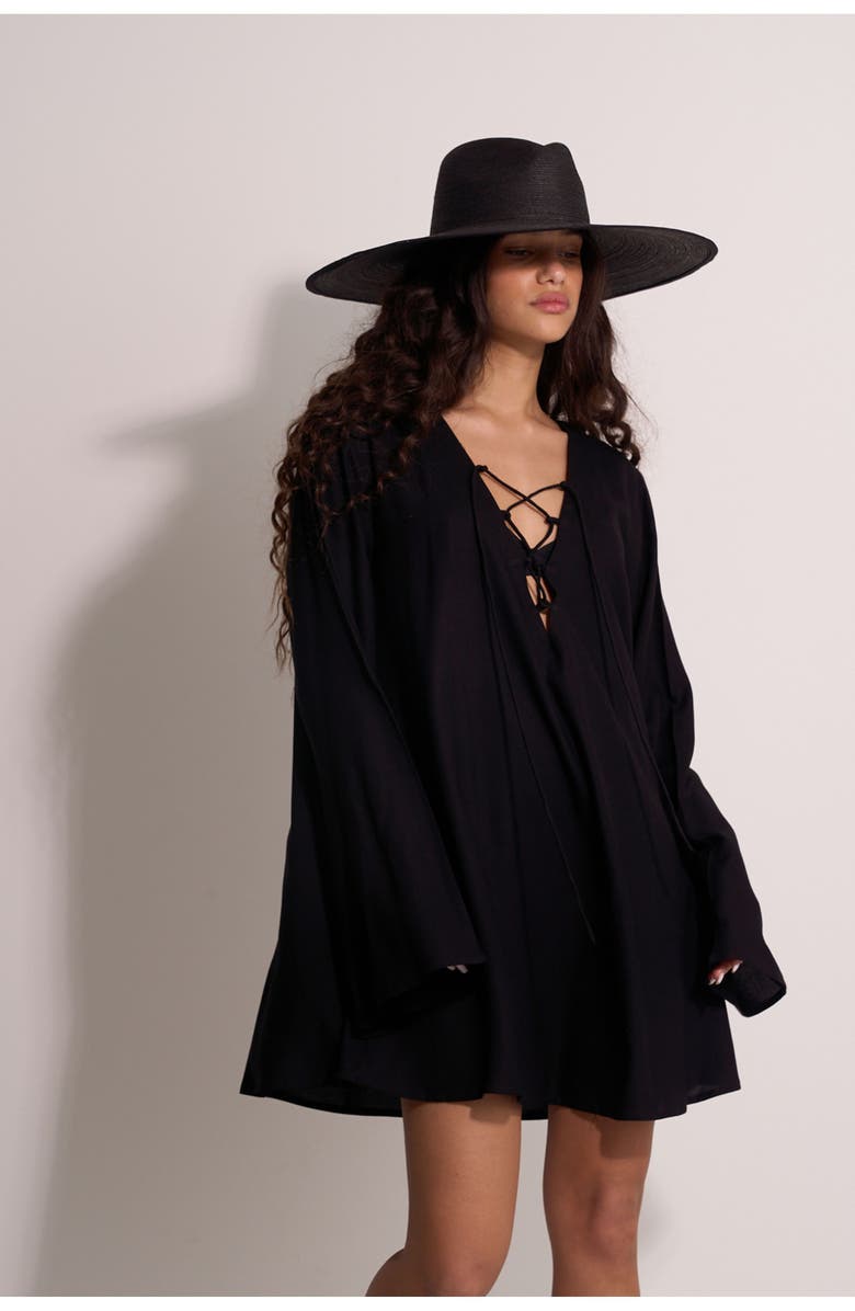 Gottex Beach Life Mist & Sand Mini Dress Cover-Up, Alternate, color, Black