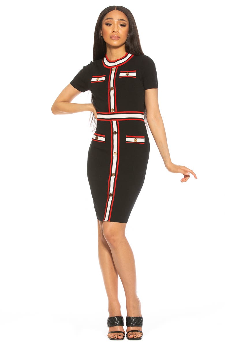 Alexia Admor Nicki Stripe Short Sleeve Sheath Dress, Alternate, color, 