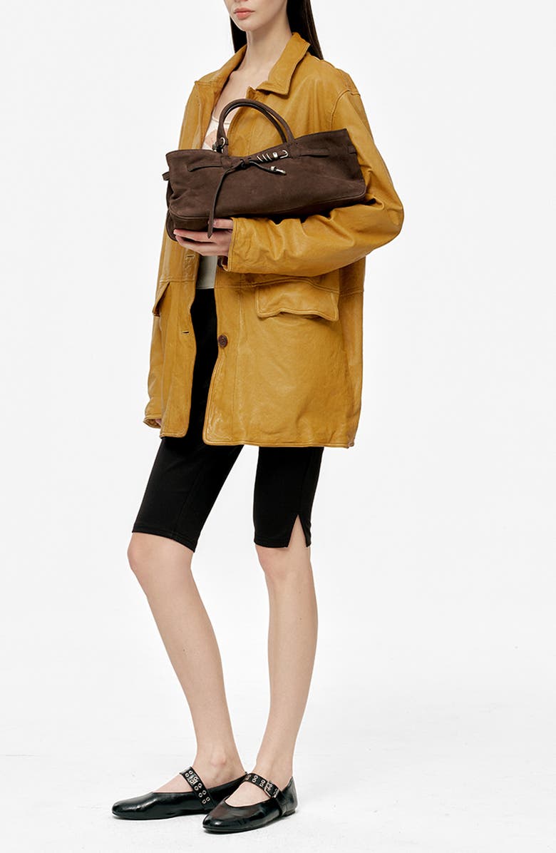 MARGESHERWOOD Grandma Buckle Suede Shoulder Bag, Alternate, color, Hush Nubuck