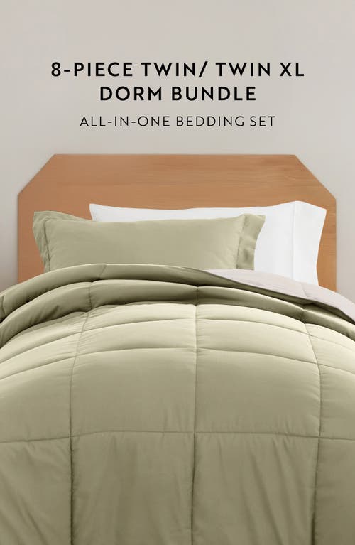 Homespun Ultimate College Essentials Bedding Bundle. In Sage/ivory