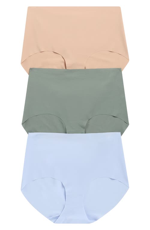 Nordstrom Pack Of 3 Invisible Edge Briefs In Blue- Tan- Green Multi