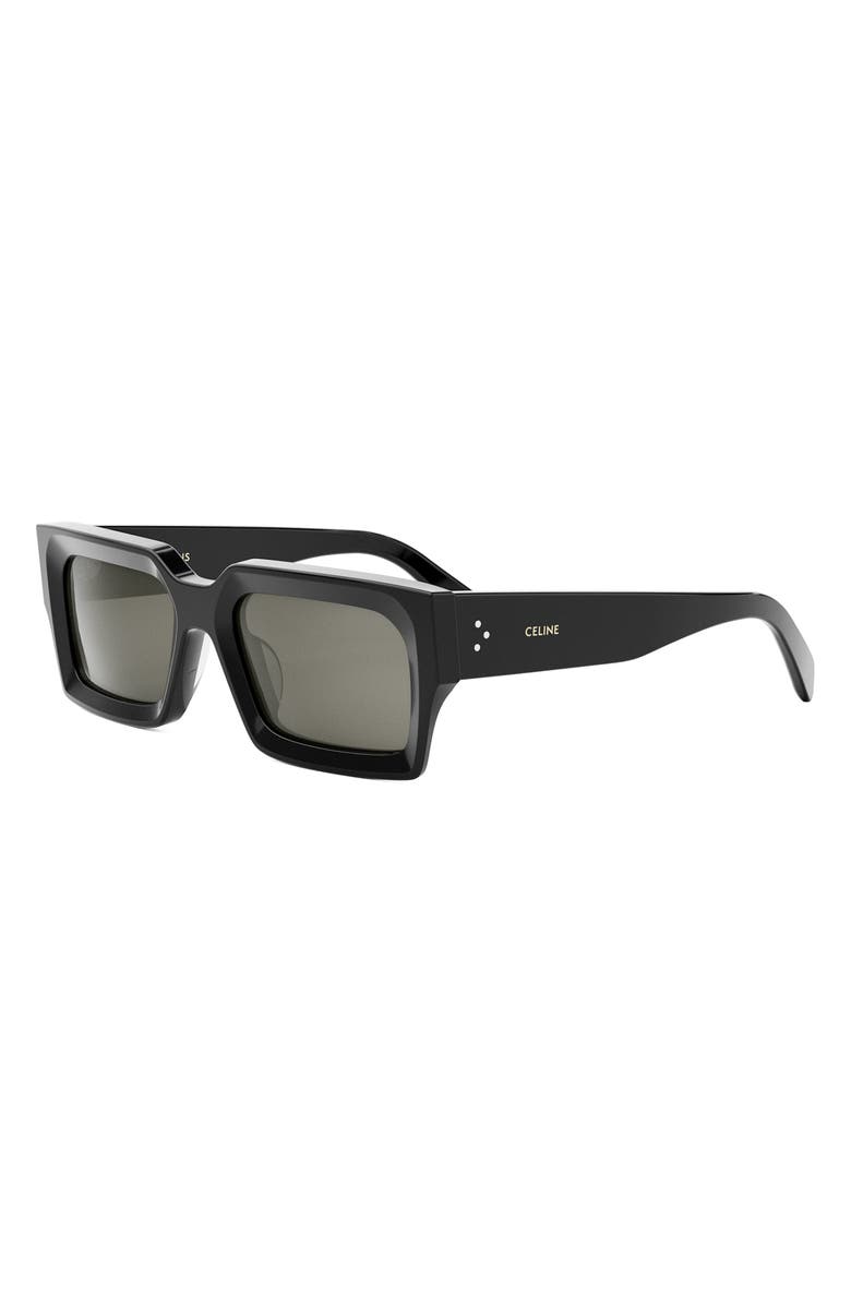 CELINE 54mm Rectangular Sunglasses, Alternate, color, Shiny Black / Smoke