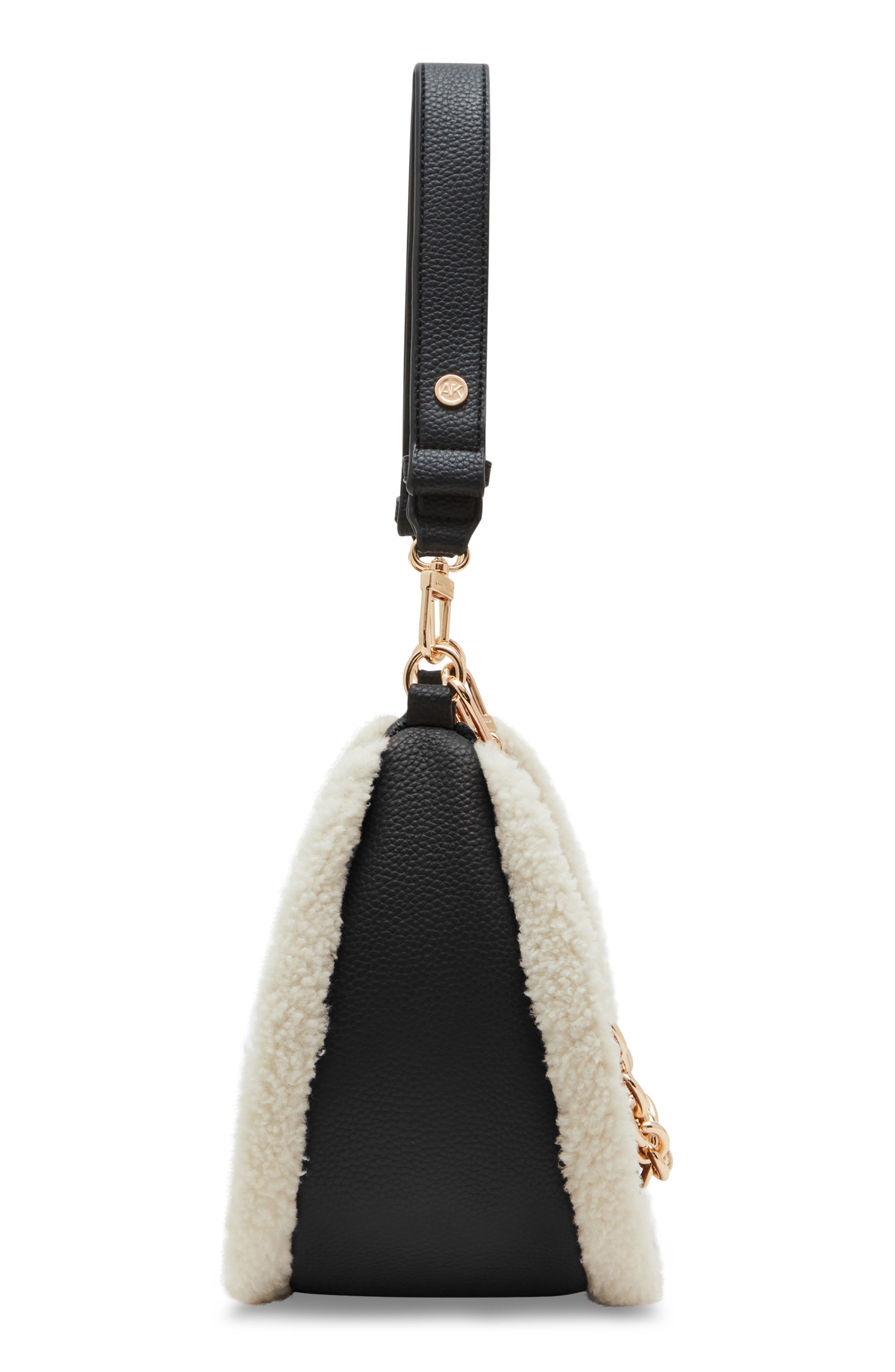 Anne Klein Faux Fur Trim Chain Swag Shoulder Bag, Alternate, color, 