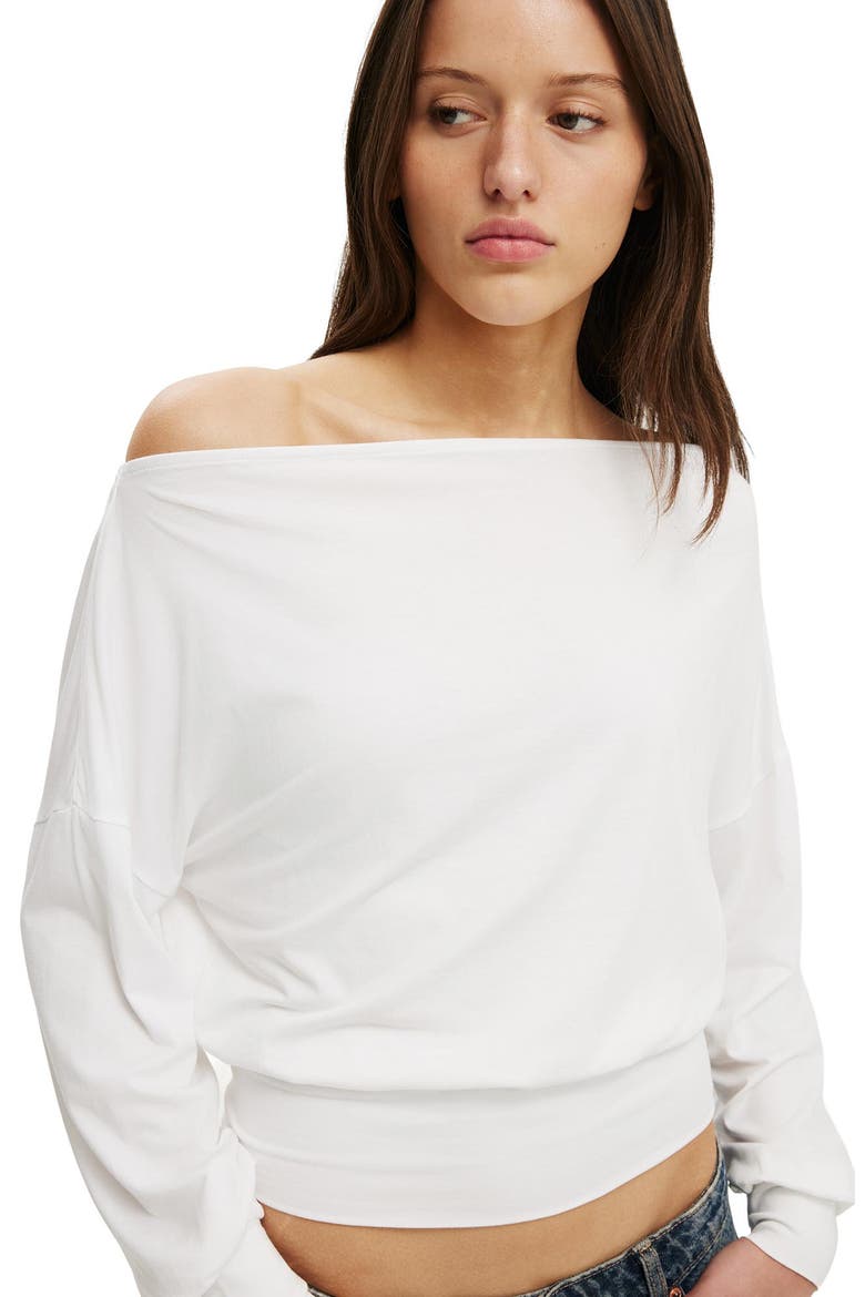 Women's Sage Off Shoulder Long Sleeve, Alternate, color, White