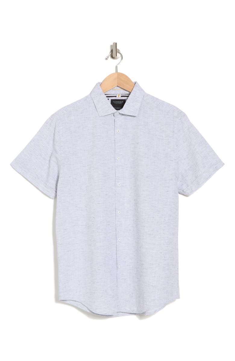 DENIM AND FLOWER Mélange Short Sleeve Button-Up Shirt, Alternate, color, 