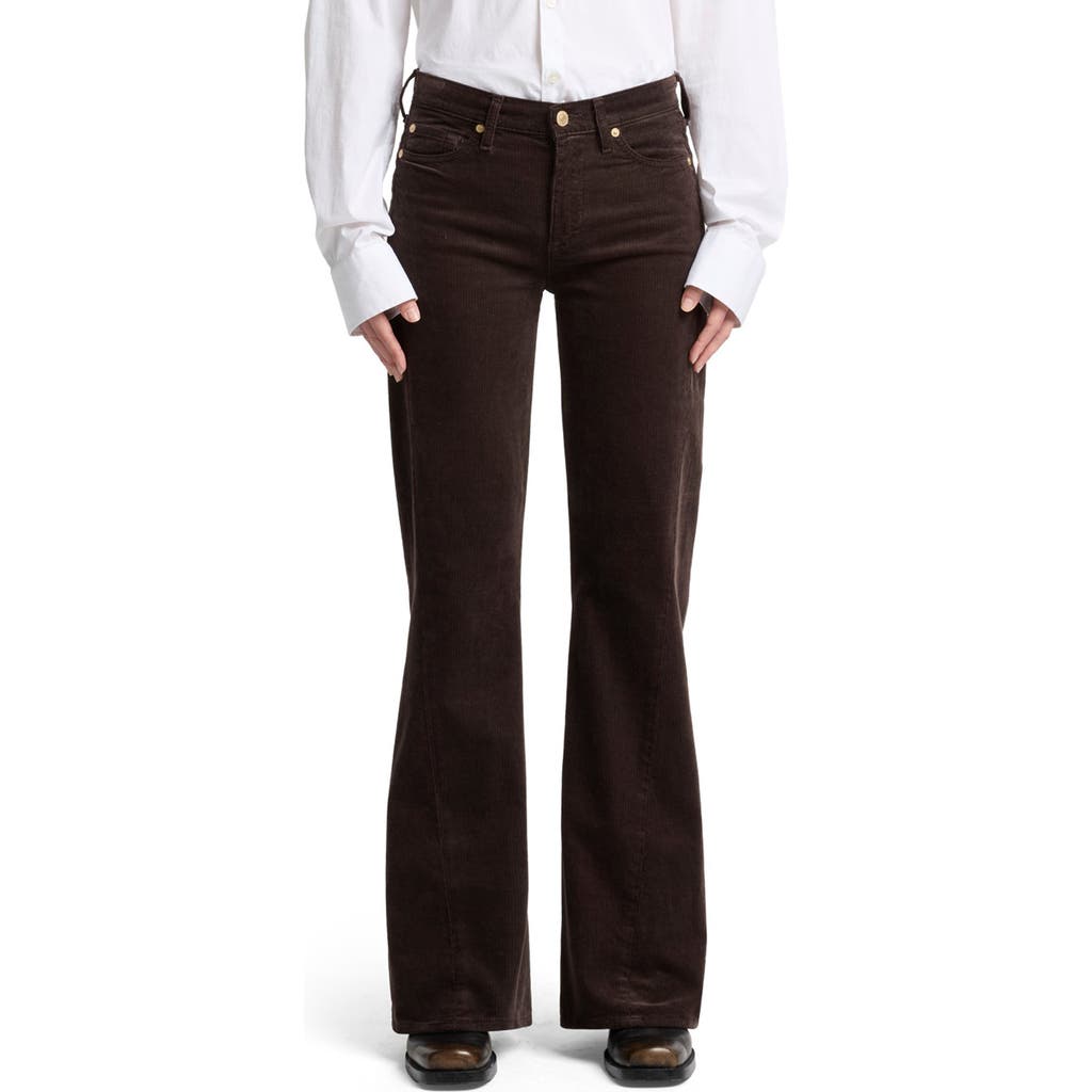 7 For All Mankind Dojo Tailorless Twist Seam Flare Corduroy Pants In Brown