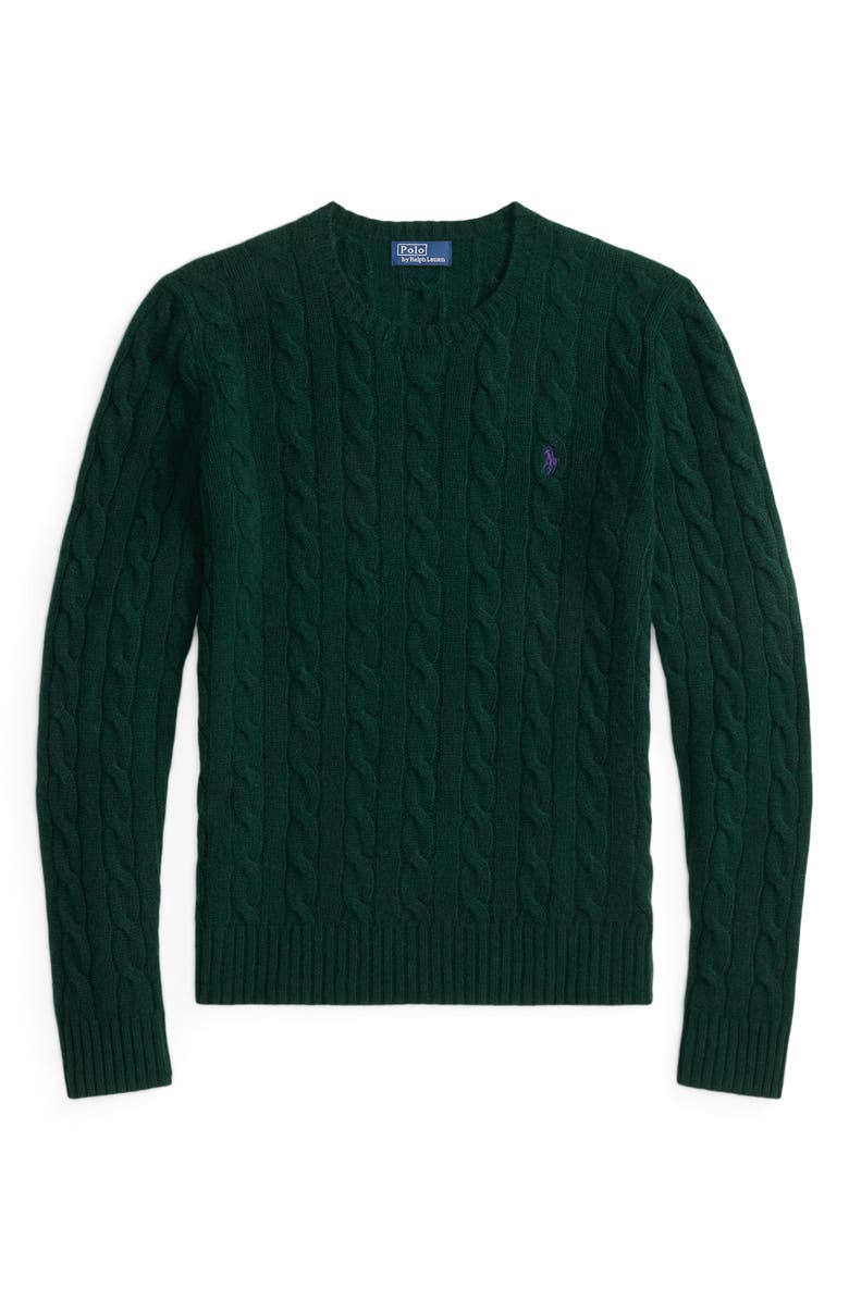 Polo Ralph Lauren Cable Knit Wool & Cashmere Sweater, Alternate, color, College Green