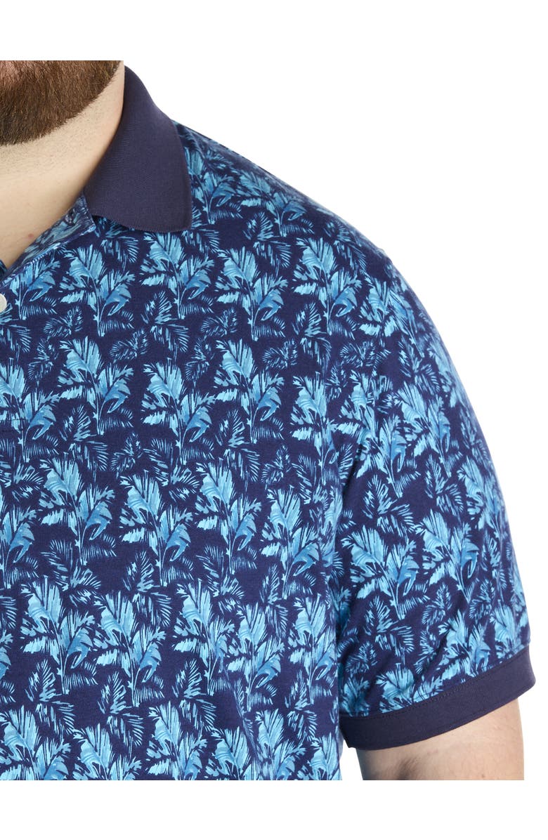 Harbor Bay by DXL Big & Tall Palm Print Polo Shirt, Alternate, color, Peacoat Multi