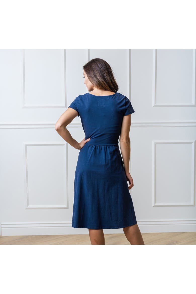 Women's Organic Cotton Tie-Waist Knit Dress, Alternate, color, Navy