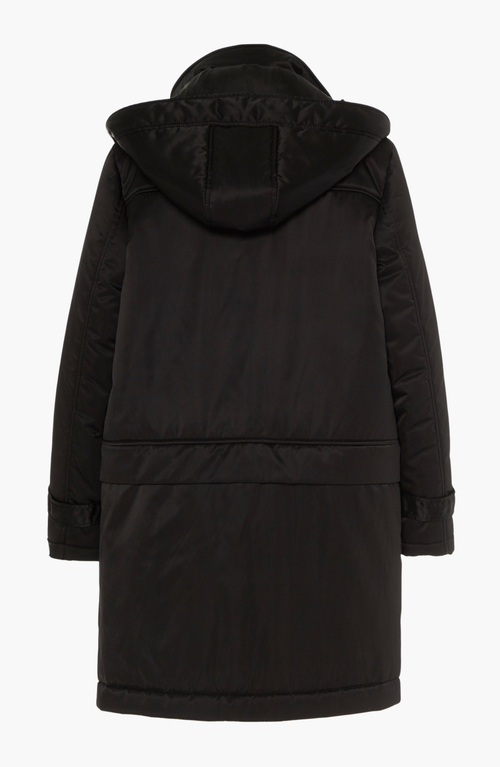 Caalo Sustainable Convertible Satin Down Coat In Black