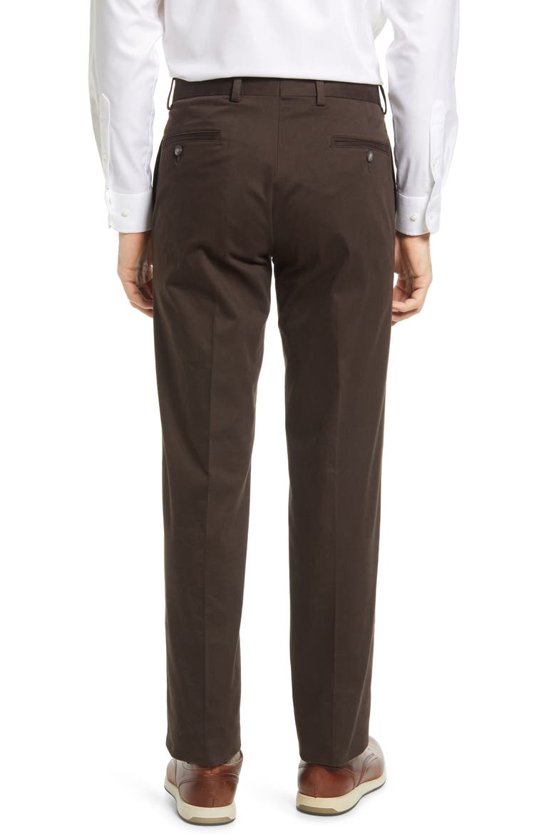 Charleston Khakis Flat Front Stretch Sateen Pants, Alternate, color, BROWN