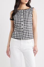 A.REN Maelle Gingham Button-Up Top