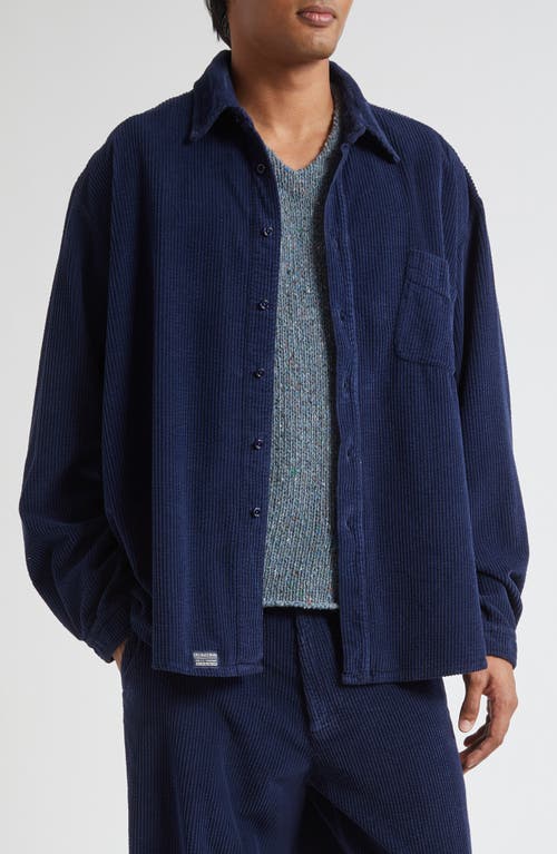 Erl Cotton Shirt With Chest Pocket And Long Sleeves In Blue