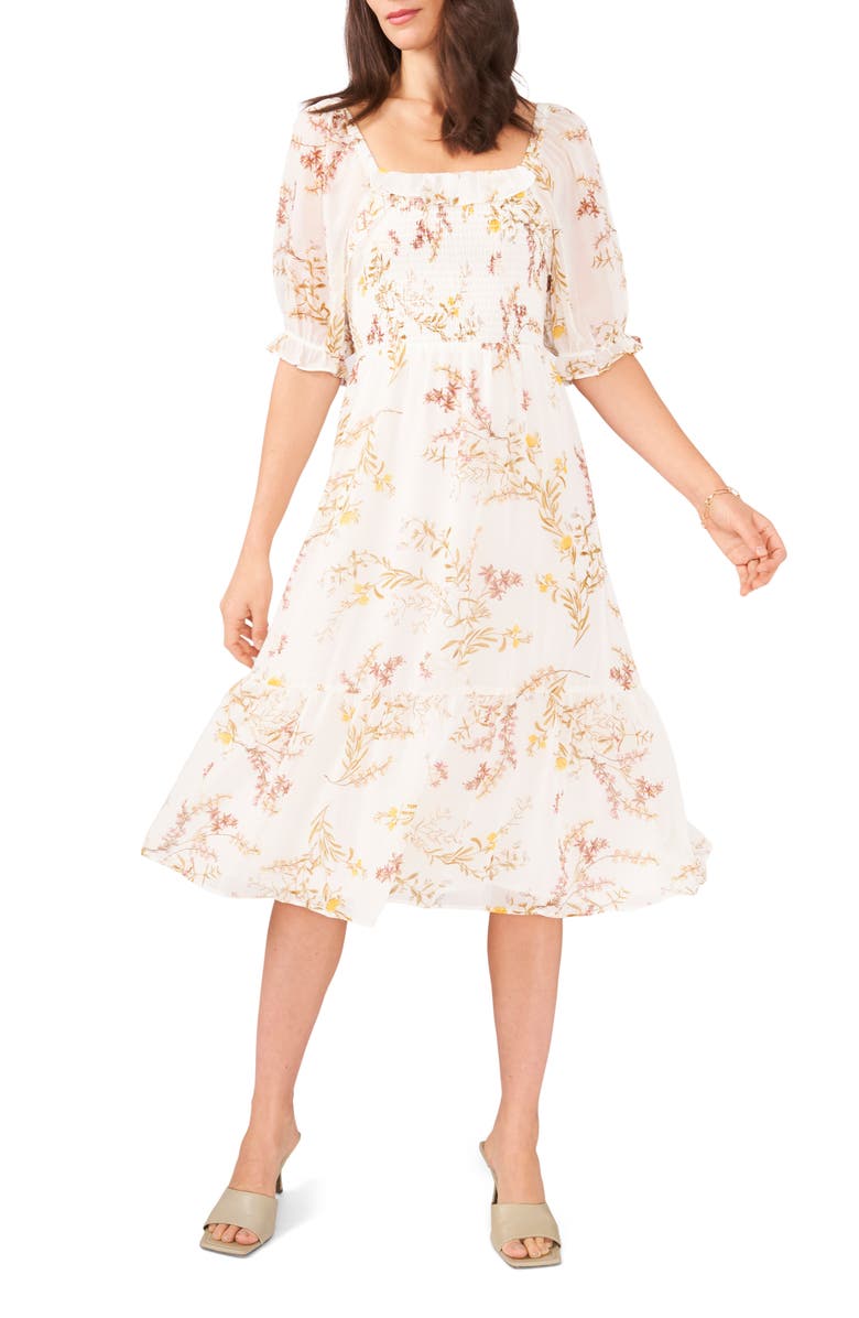 1.STATE Print Puff Sleeve Dress, Main, color, 