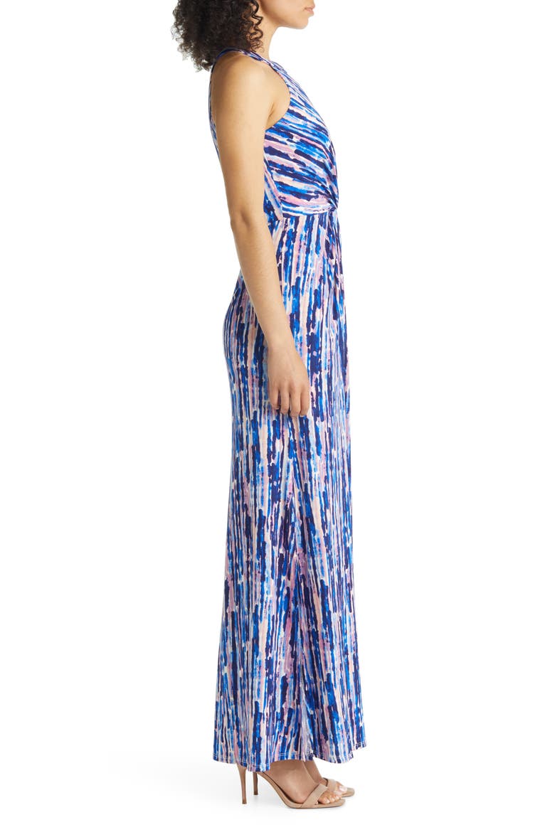Halter Neck Twist Front Maxi Dress, Alternate, color, BLUE MULTI