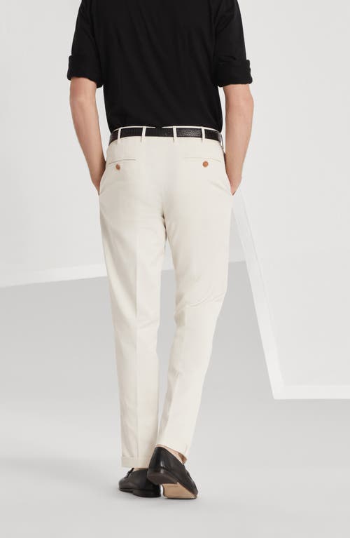 Brunello Cucinelli Gabardine Garment Dyed Trousers In Off-white