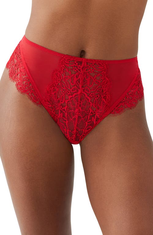 b.tempt'D by Wacoal It's On Eyelash Lace Thong in Savvy Red 