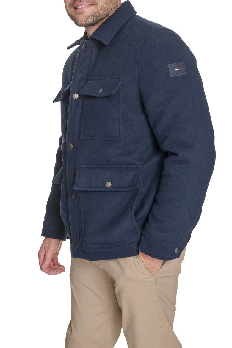 Faux Wool Quilted Jacket, Alternate, color, NAVY
