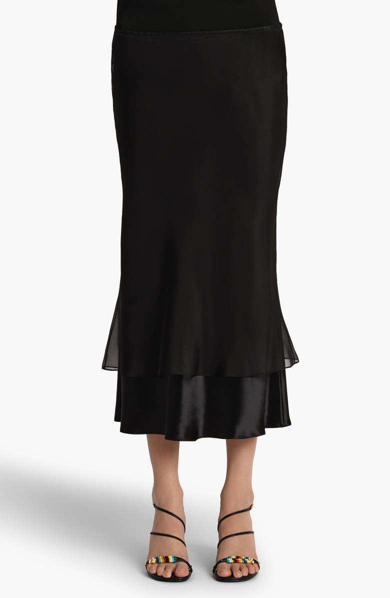 Khaite Monina Layered Effect Skirt, Main, color, Black