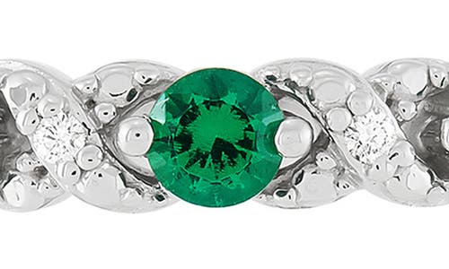 Frankie & Zoe 14k White Gold Lab Grown Emerald & Lab Grown Diamond Band Ring In Gold