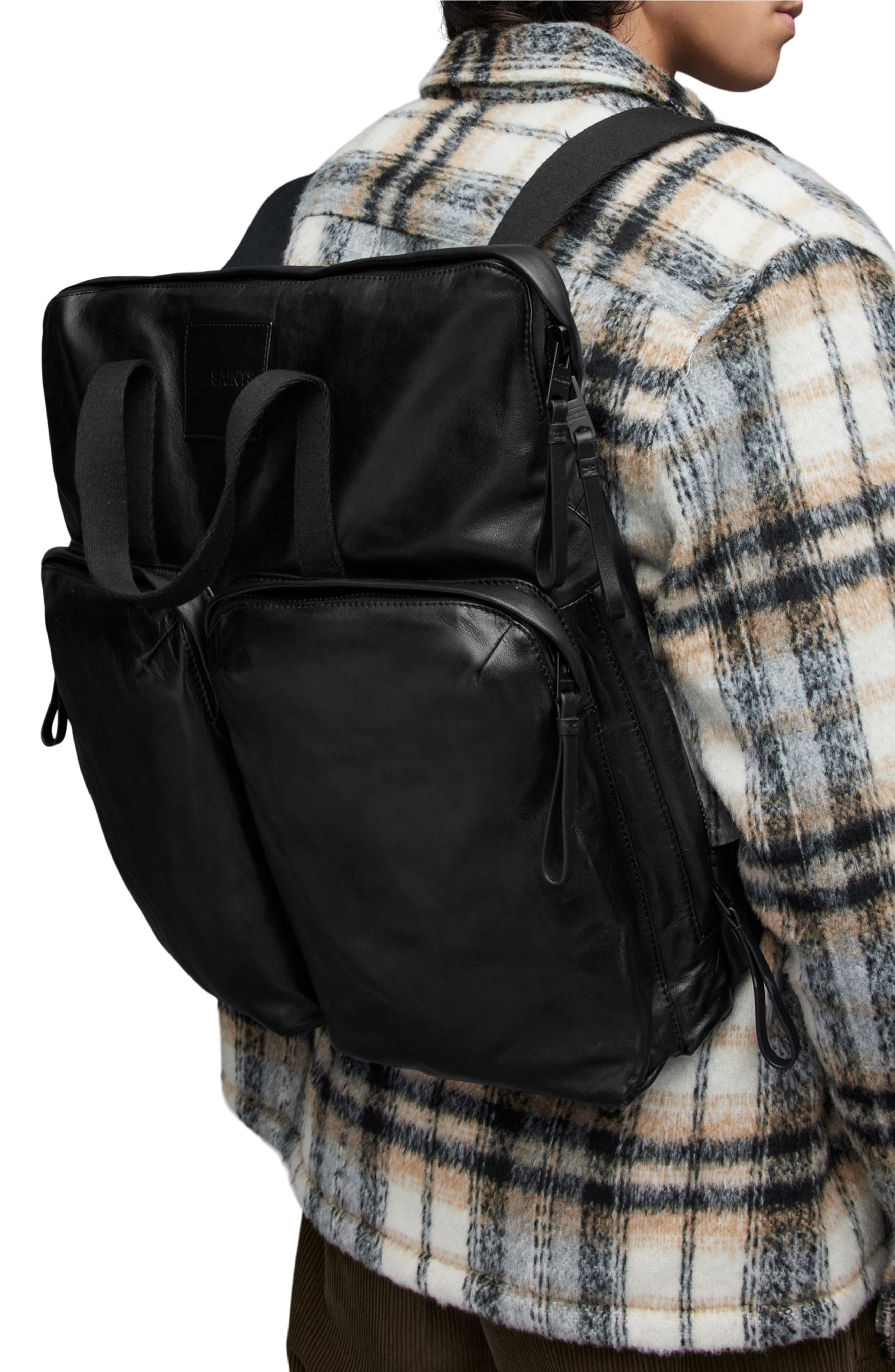 AllSaints Force Leather Backpack, Alternate, color, 