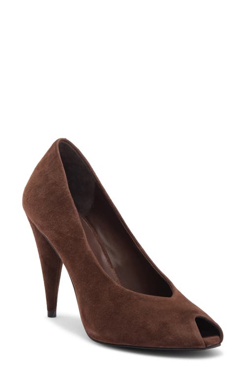Jeffrey Campbell Sherille Peep Toe Pump In Espresso Suede