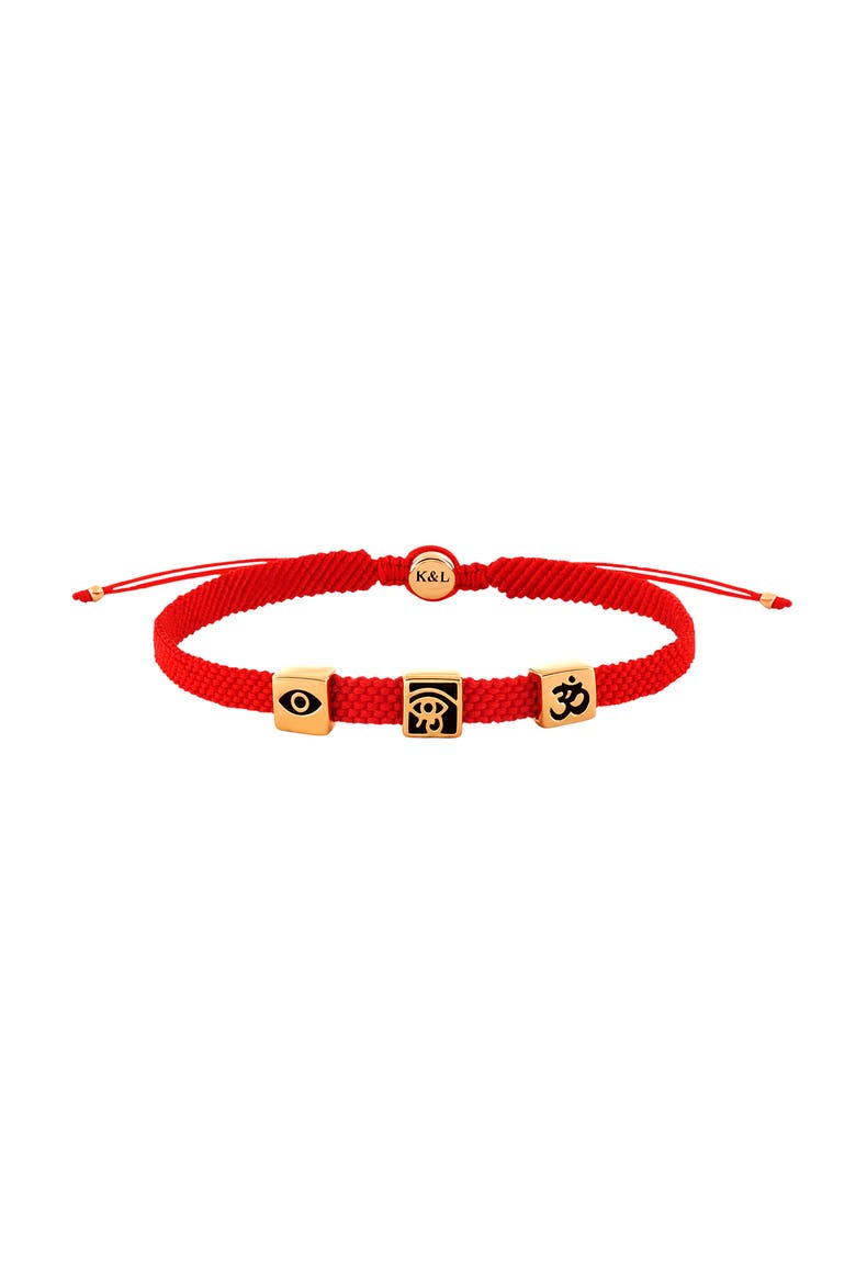 Men's Triple Protection Red String Adjustable Bracelet Spiritual Bliss, Main, color, Red/Gold