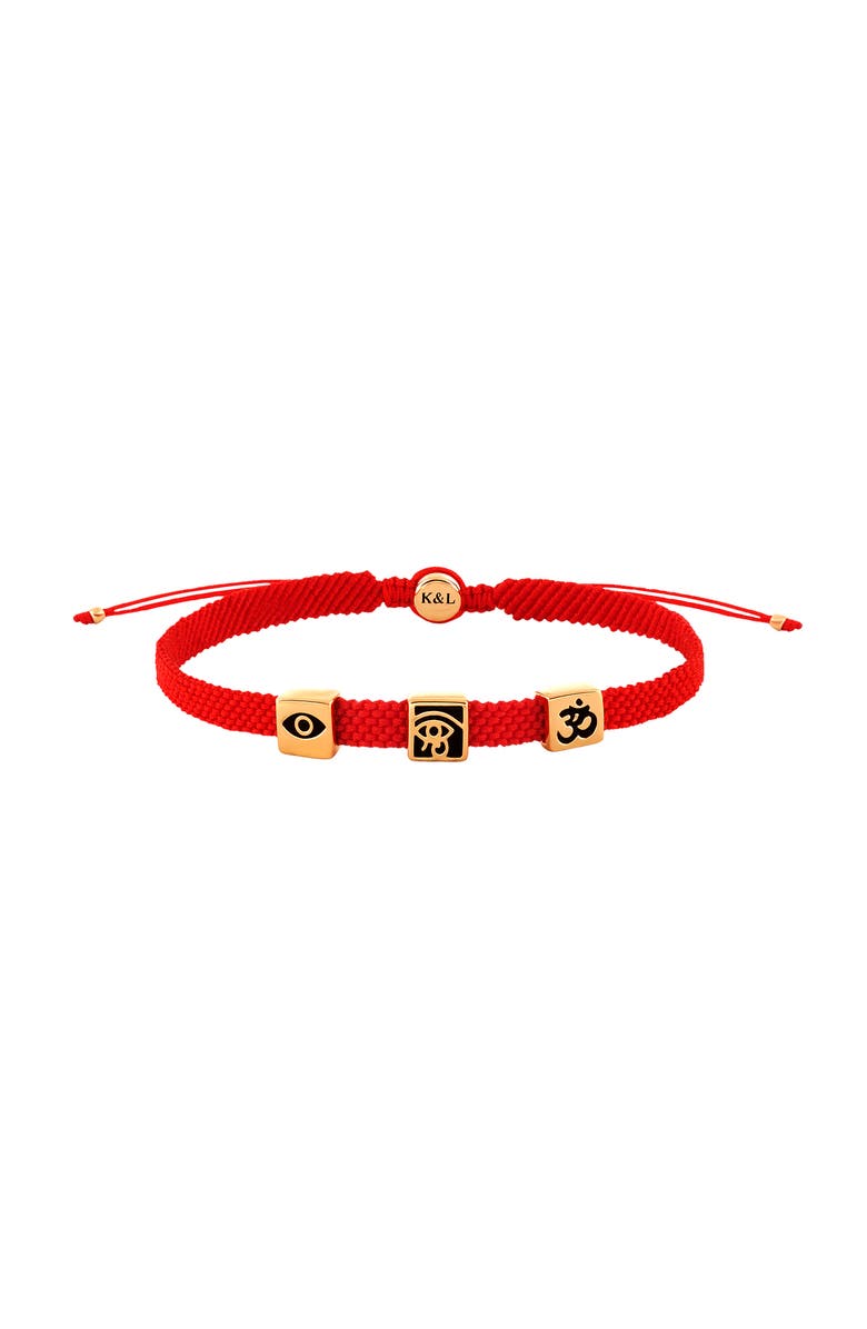 Karma and Luck Men's Triple Protection Red String Adjustable Bracelet Spiritual Bliss, Main, color, Red/Gold