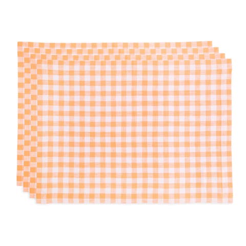 Linen Placemats - Gingham Check, 14" x 19" Inch