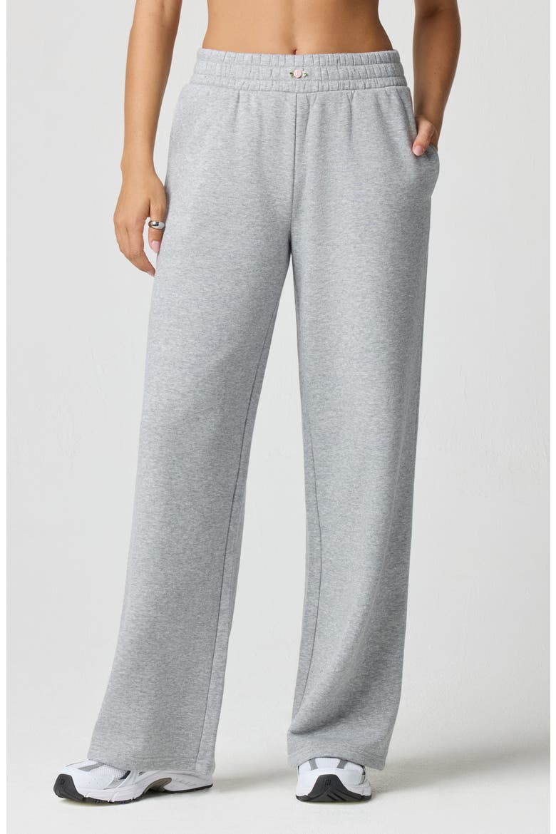 Rosette Wide Leg Sweatpants, Main, color, HEATHER GREY