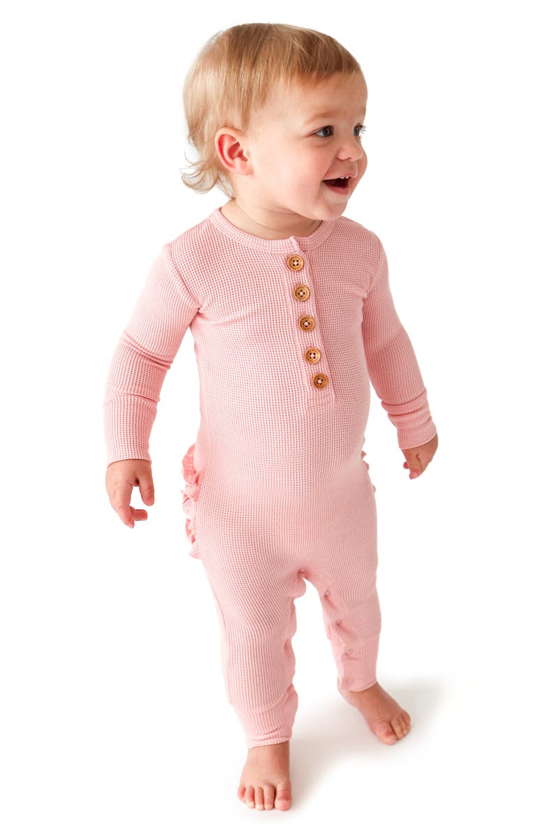 Posh Peanut Fall Rose Waffle Knit Romper, Alternate, color,