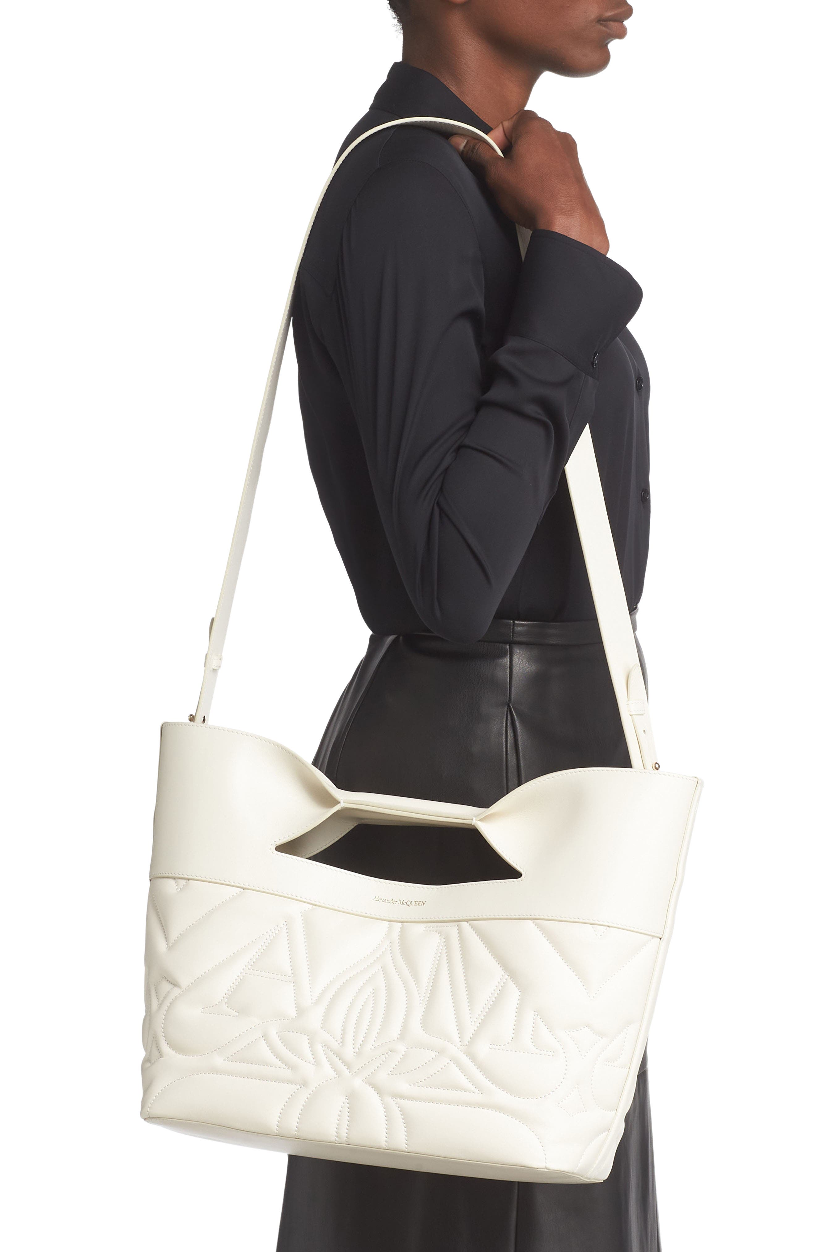McQueen The Small Bow Leather Quilted Tote, Alternate, color, 