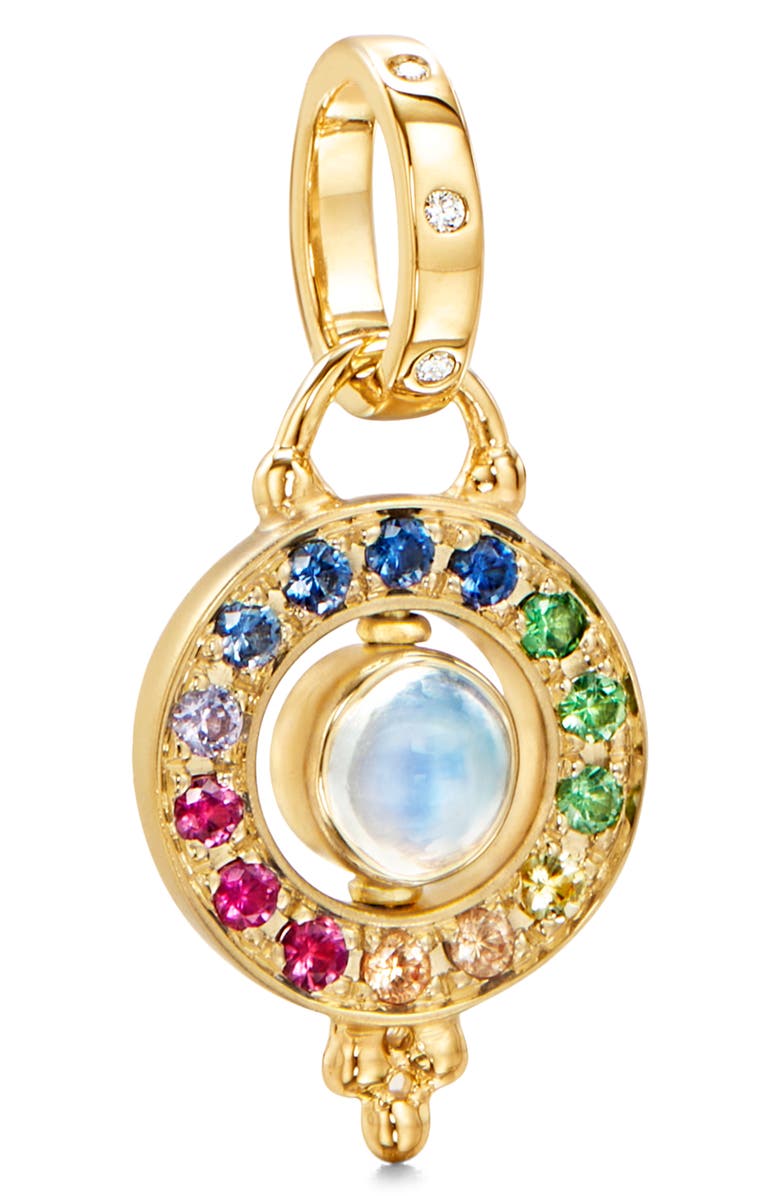 Temple St. Clair 18K Gold Mini Rainbow Orbit Pendant with Gem Stones, Main, color,