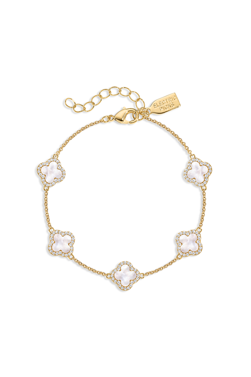 Electric Picks Mini White Icon Clover Bracelet at Nordstrom