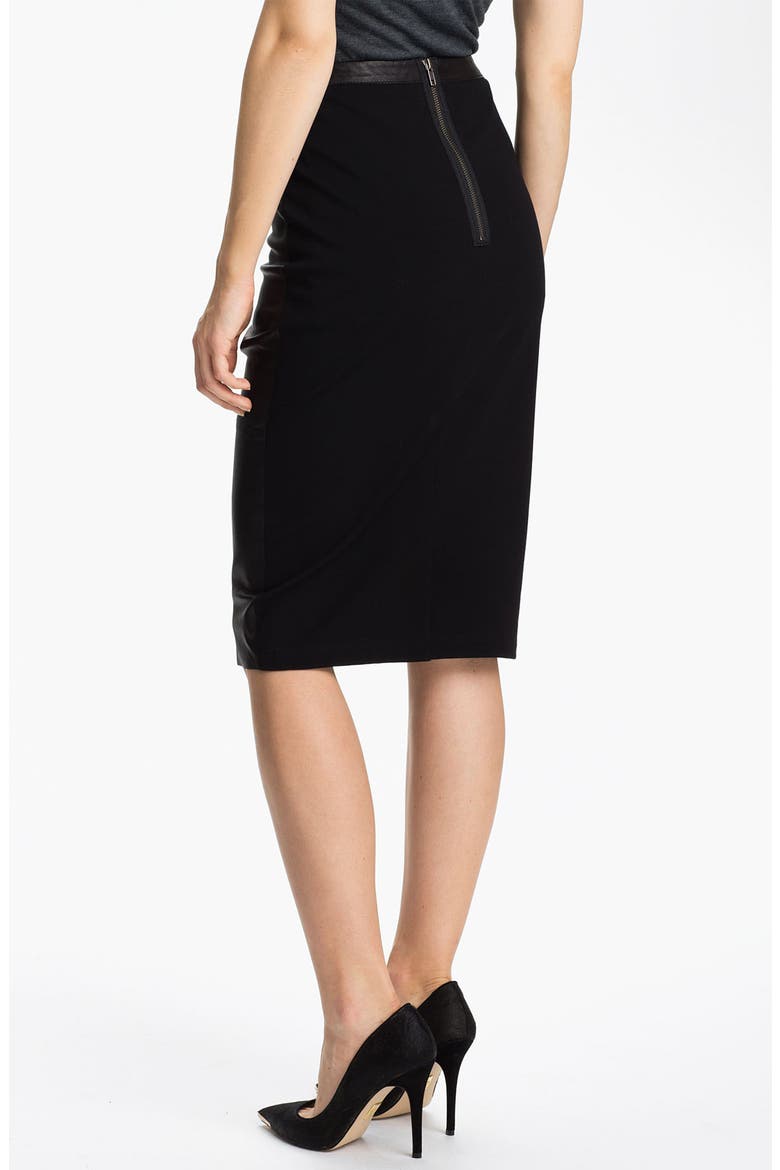 Leather Panel Pencil Skirt, Alternate, color, BLACK