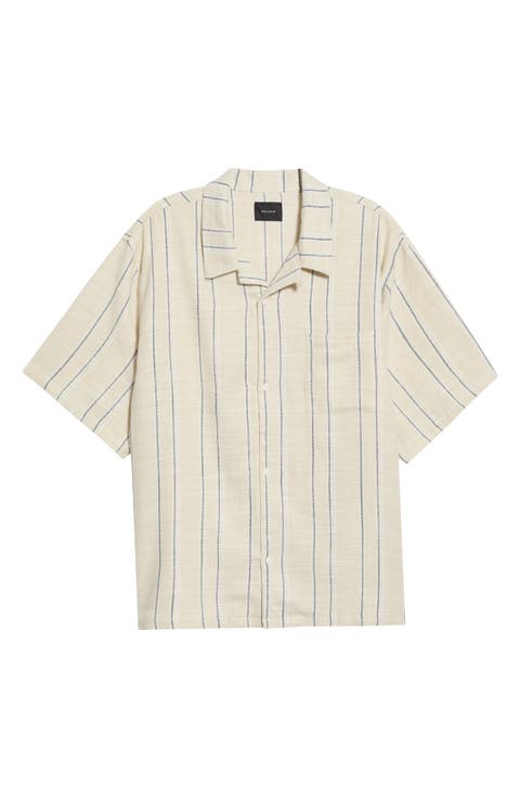 Lisbon Stripe Cotton Slub Camp Shirt