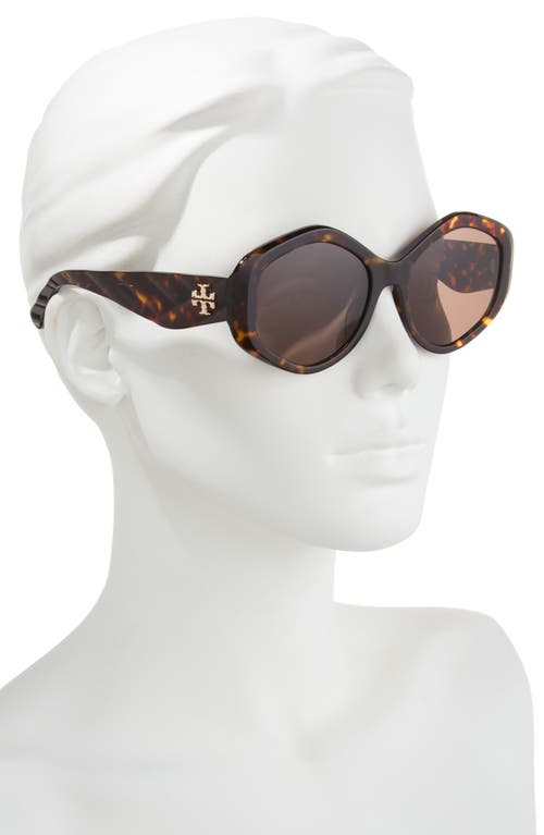 Tory Burch Kira 55mm Geometric Sunglasses In Dark Tortoise/brown