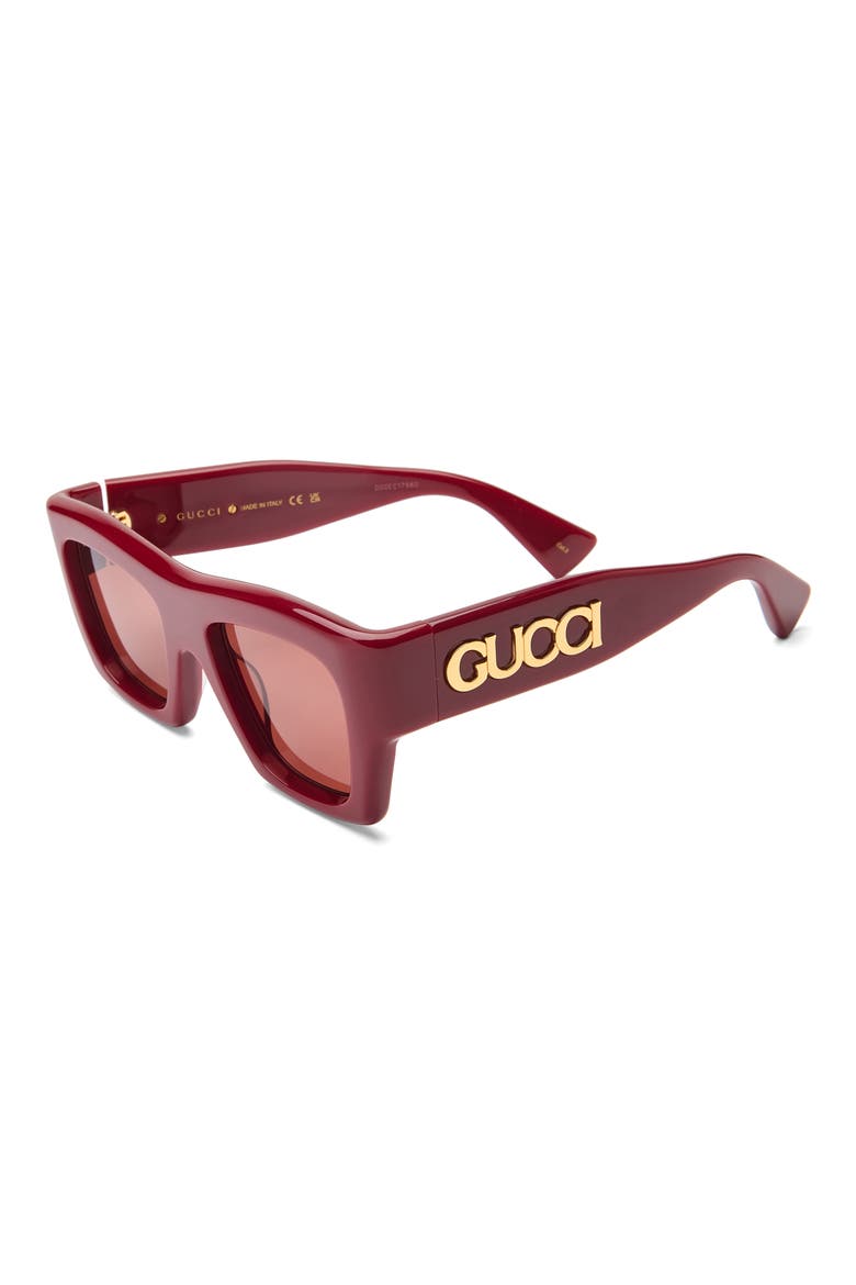 52mm Square Sunglasses, Alternate, color, BURGUNDY BURGUNDY BROWN