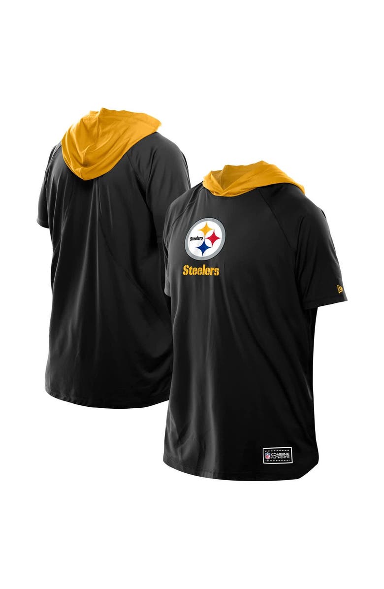 New Era Men's New Era Black Pittsburgh Steelers Combine Authentic Hooded Raglan Short-Sleeve T-Shirt, Main, color, Black