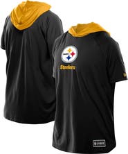 New Era Men's New Era  Black Pittsburgh Steelers Combine Authentic Hooded Raglan Short-Sleeve T-Shirt