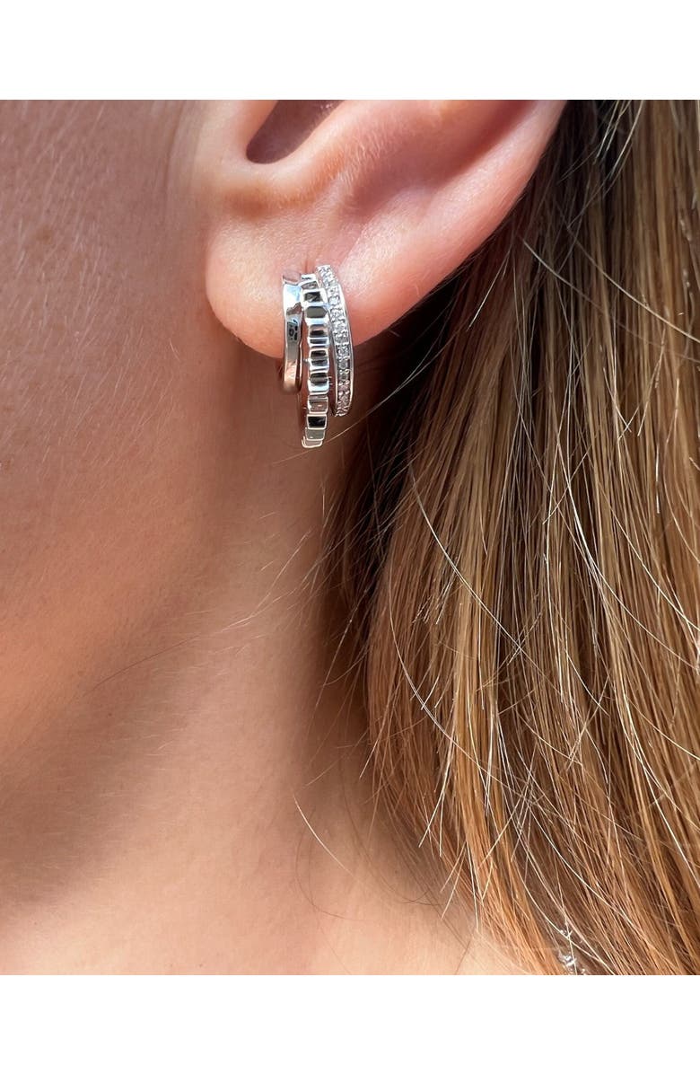 NATIVE GEM Triple Threat Huggie Hoop Earrings, Alternate, color, Silver