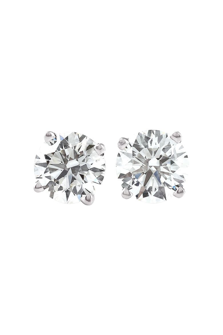 Certified 4 Ct TW Round Lab Grown Ideal Cut Screw Back Studs 14k Gold, Main, color, 14k White Gold