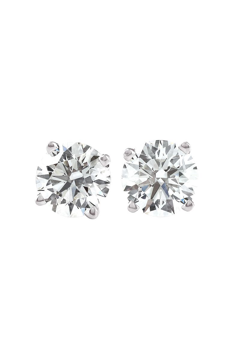 Bliss Diamond Certified 4 Ct TW Round Lab Grown Ideal Cut Screw Back Studs 14k Gold, Main, color, 14K White Gold