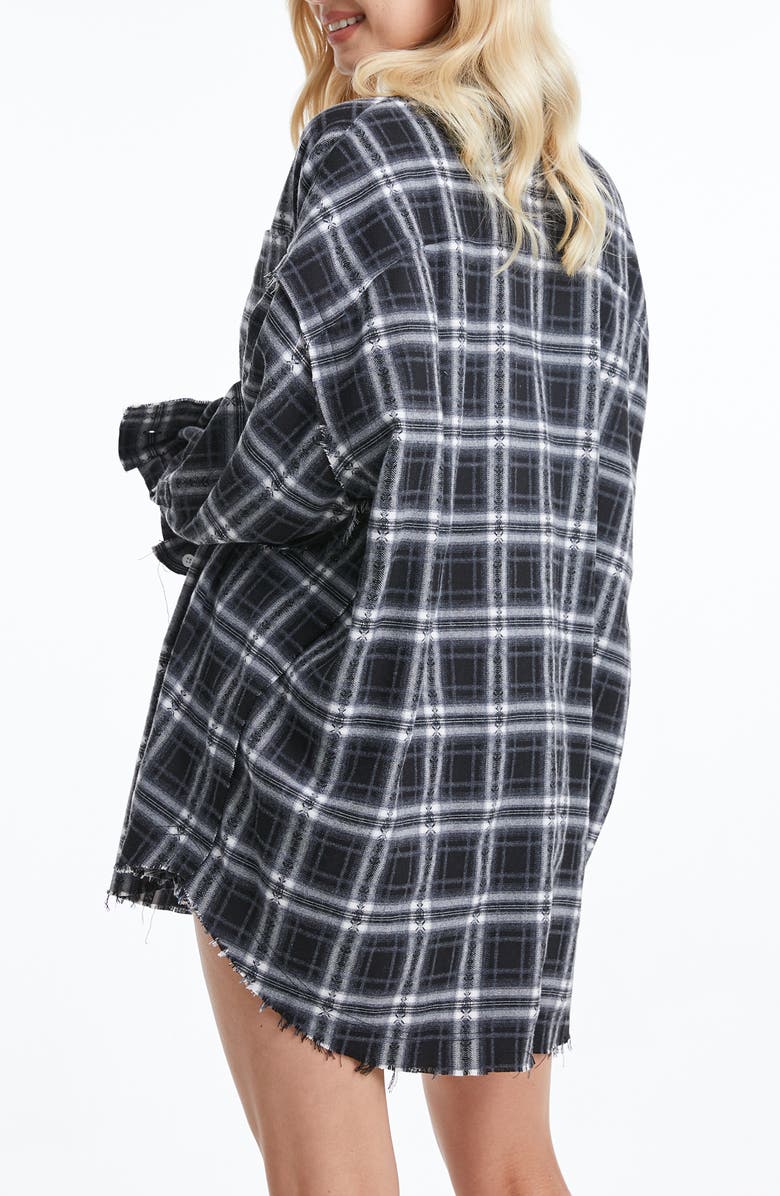 Bayeas Plaid Fray Shirt, Alternate, color, Black/ White Plaid