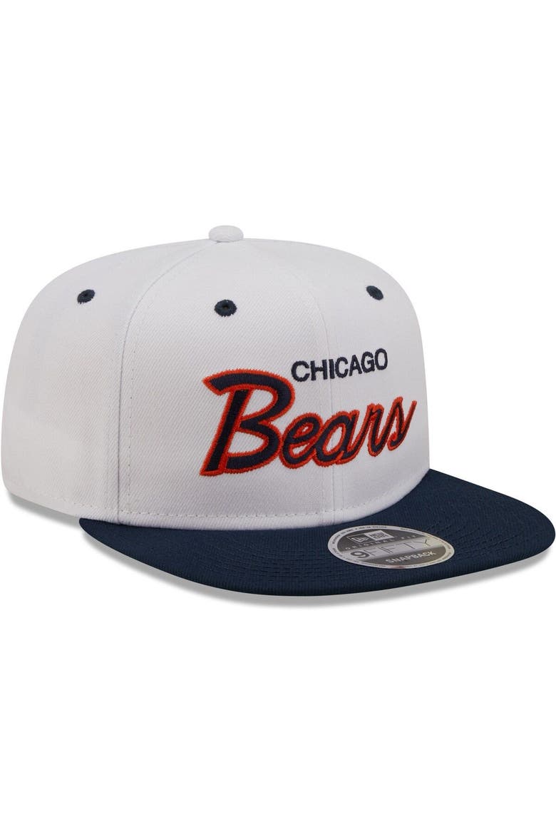 Men's New Era White/Navy Chicago Bears Sparky Original 9FIFTY Snapback Hat, Alternate, color, White
