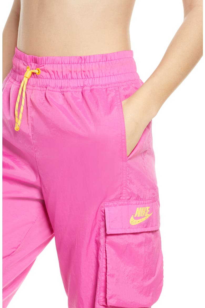 Sportswear Icon Clash Woven Sweatpants, Alternate, color, FIREPK/LSRORG